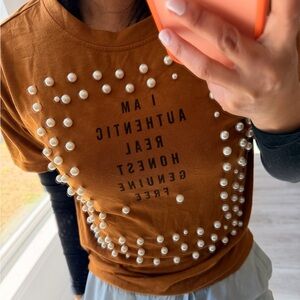 SHEIN Rust Brown Crewneck Tee